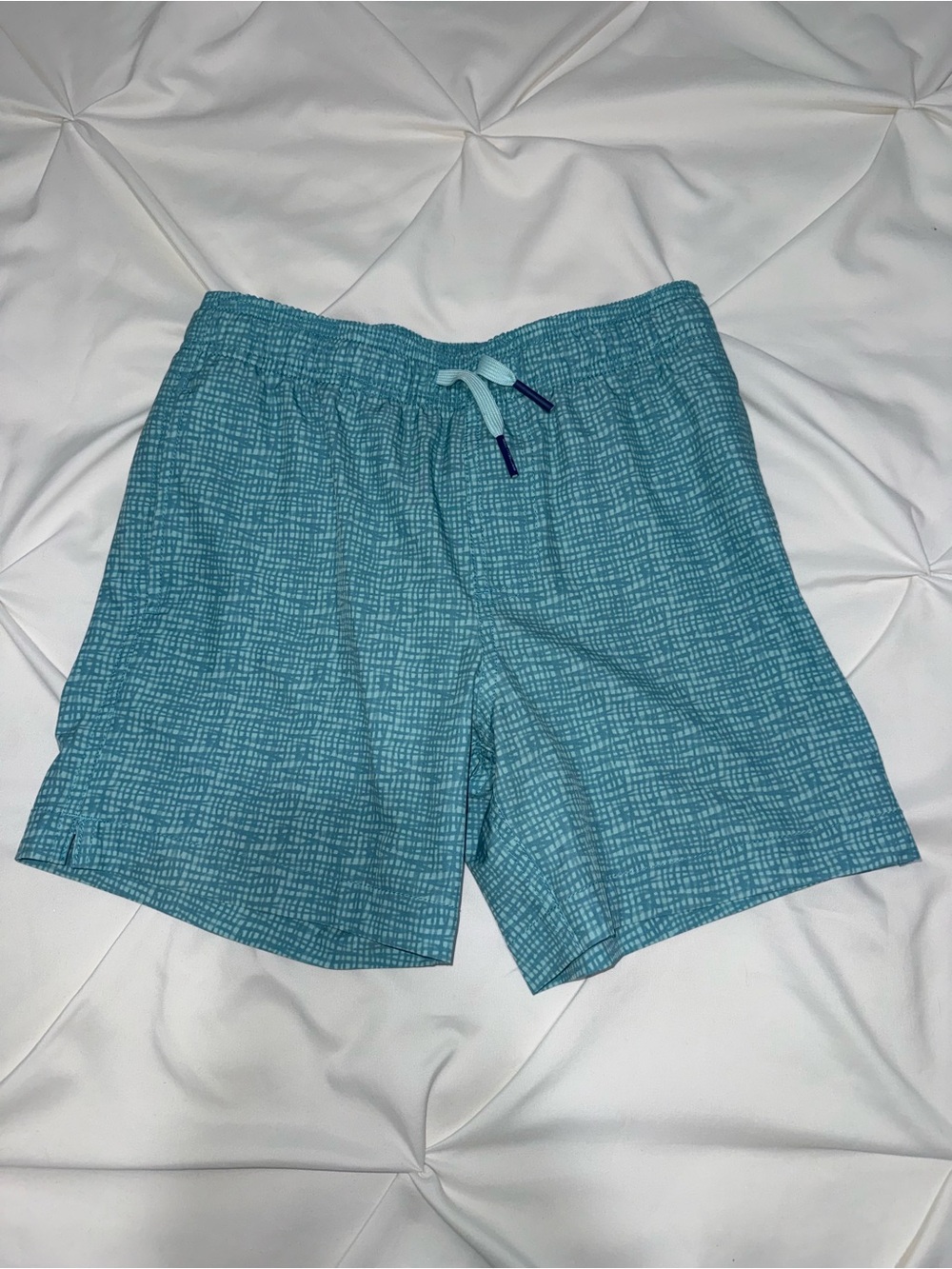 Southern Tide Aqua Blue Textured Swim Trunks